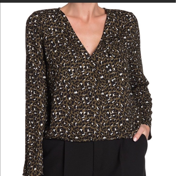 ABOUND - Surplice Patterned Pocket Blouse - Picture 3 of 4